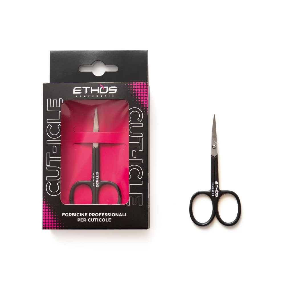 Ethos Cut - Icle Forbicine Professionali per Cuticole Nere in Acciaio Inox con Punta Curva