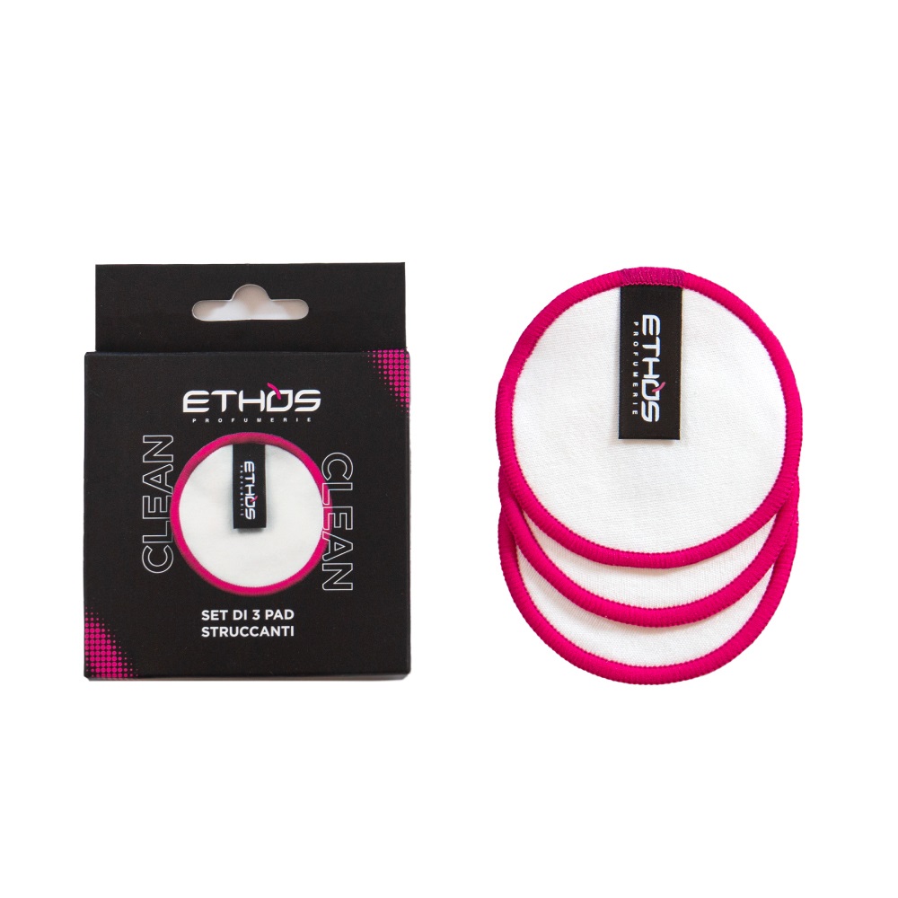 Ethos Profumerie - Set di 3 Pad Struccanti in Cotone, Morbidi e Delicati per Viso e Contorno Occhi