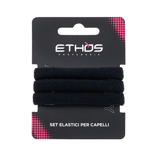 Ethos Flexy - Set di 3 Elastici Neri per Capelli Resistenti e Flessibili