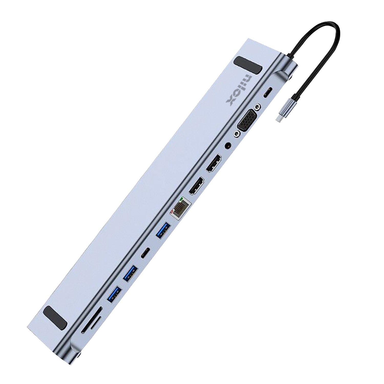 Nilox NXDSUSBC07 Docking Station USB-C 12 in 1 Grigio con 100W di Alimentazione e Supporto 4K