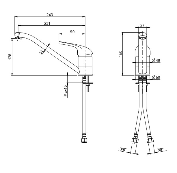 SCHOCK Miscelatore Omega Monocomando Nero Assoluto con Bocca Girevole - SXOMEG13