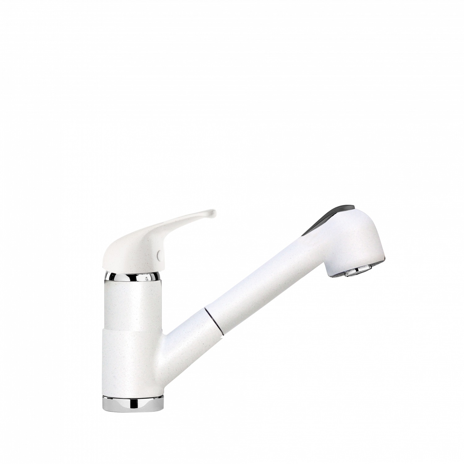 SCHOCK Miscelatore Omega con Doccetta Estraibile, Monocomando, Bianco Assoluto, Bocca Girevole 360°