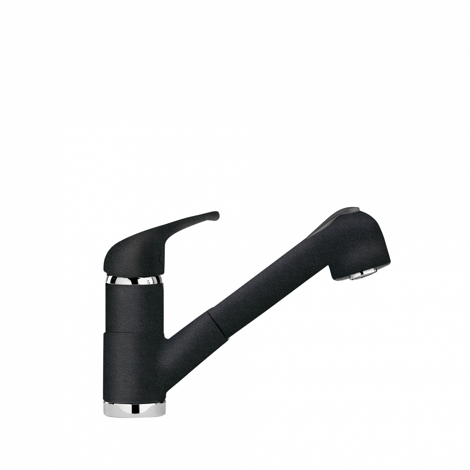 Schock Omega Miscelatore Cucina Monocomando con Doccetta Estraibile, Bocca Girevole e Doppio Getto, Colore Nero Assoluto, h177.5mm