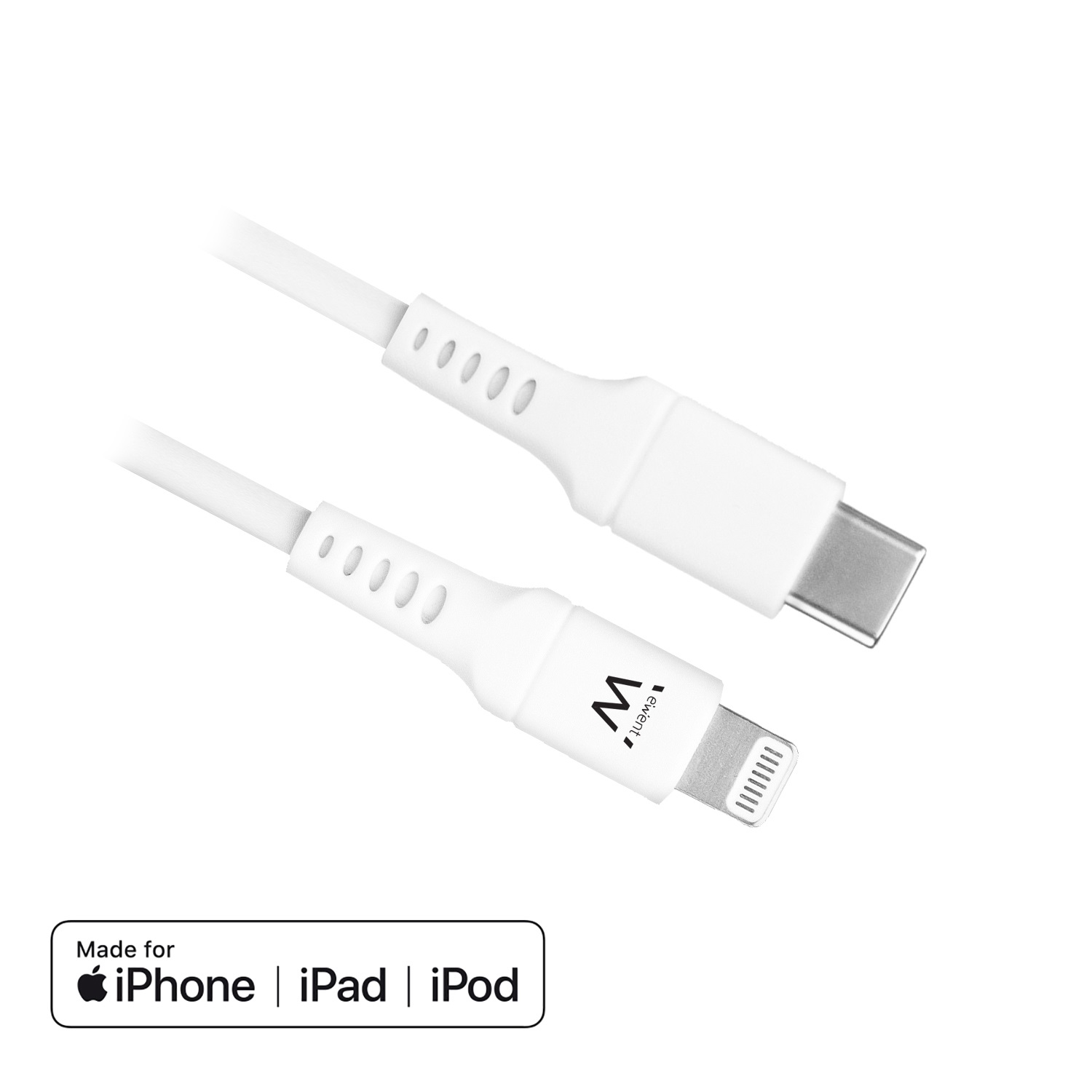 Ewent Cavo USB C Lightning 1m Bianco - Certificato MFi, Ricarica Rapida e Power Delivery, Compatibile con iPhone 12 PRO Max/Mini, iPad PRO e MacBook