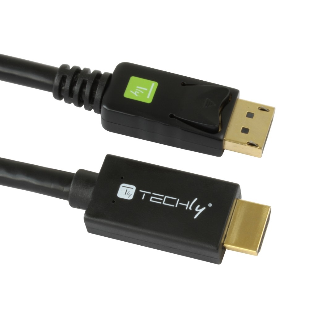 Techly Cavo Convertitore da DisplayPort 1.2 a HDMI 4K 2m Nero - Alta Qualità e Supporto Deep Color