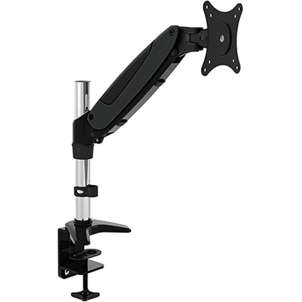 Techly Supporto Tubolare a Gas da Scrivania per Monitor 15-27'' max 8kg con Inclinazione -90° a 85° e Prolunga 360mm Nero (ICA-LCD 111-BK)