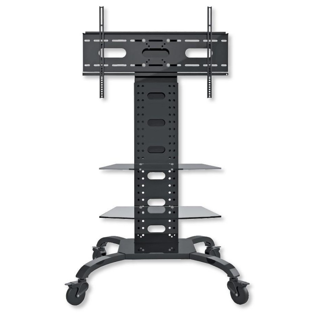 Techly Supporto a Pavimento con 2 Mensole Trolley per TV LCD/LED/Plasma 32-70'' (ICA-TR8) - Fino a 68 kg, VESA 800x400, Colonna Telescopica