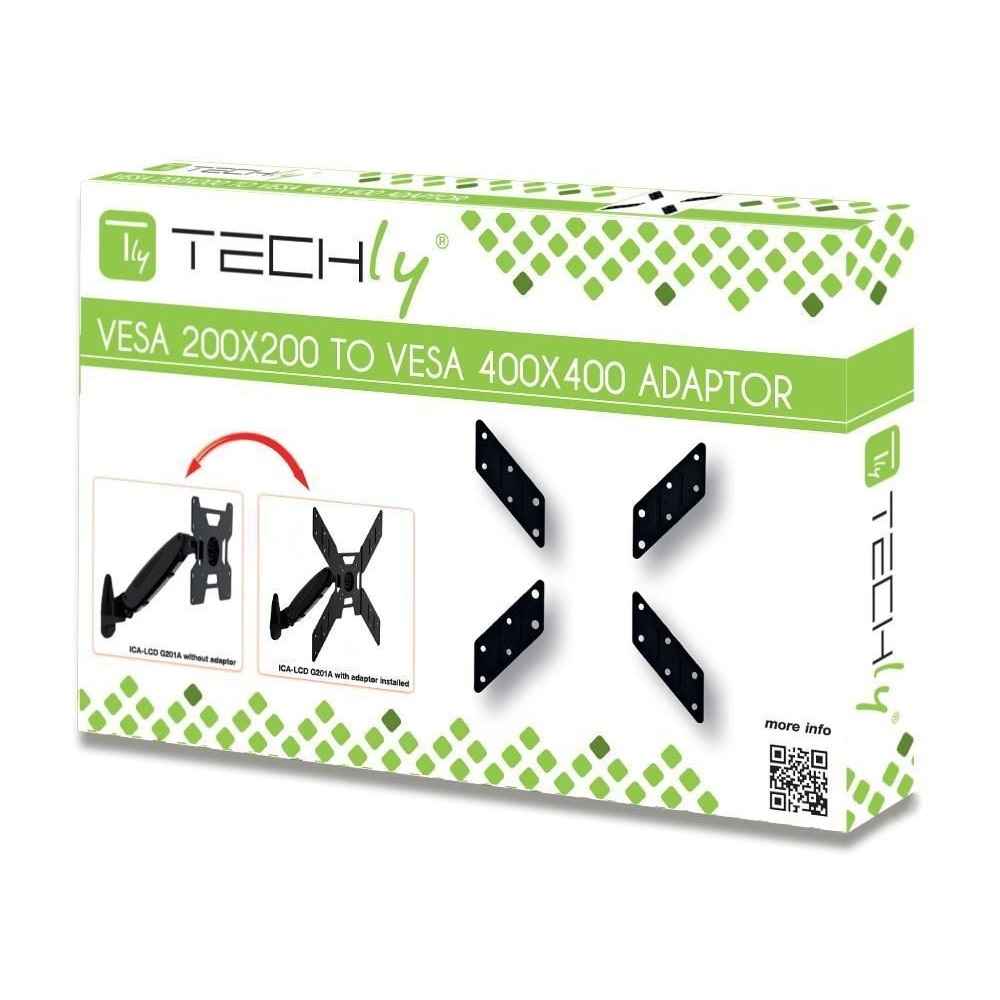 Techly Adattatore Universale VESA da 200x200 a 400x400 mm in Acciaio Nero per Staffe TV LED/LCD