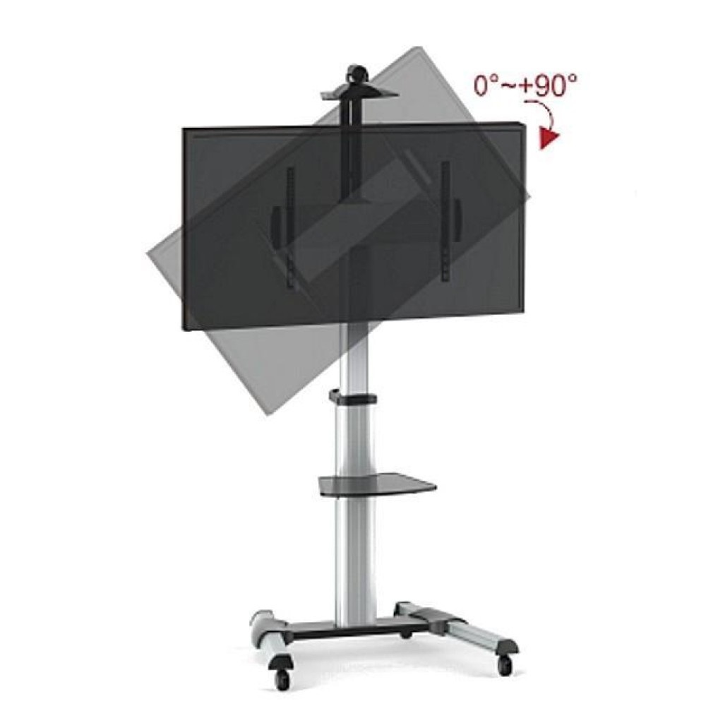 Techly Supporto a Pavimento con Mensola Trolley per TV LCD/LED/Plasma 37-70'' - Capacità 50kg, VESA fino a 600x400, Mensola in Vetro Temperato