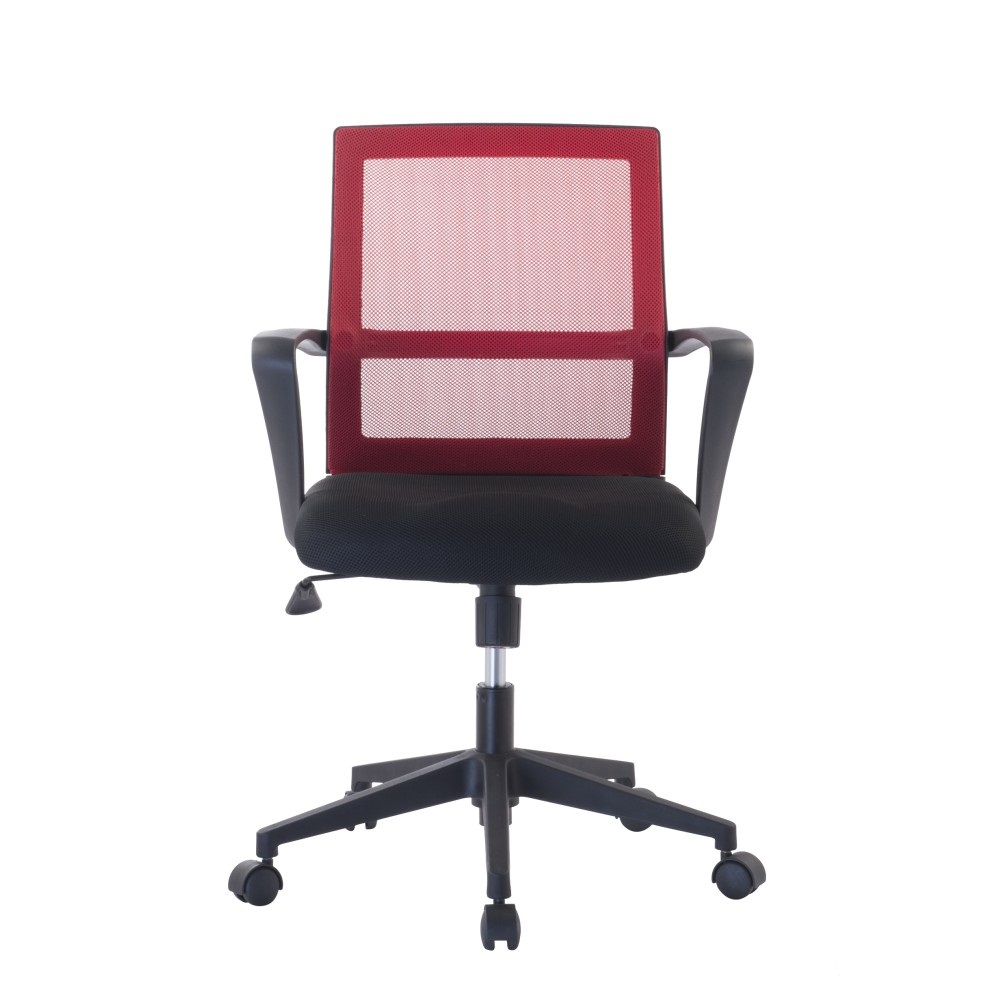 Techly Sedia per Ufficio con Schienale Medio Nero/Bordeaux - Seduta Imbottita, Ruote e Braccioli