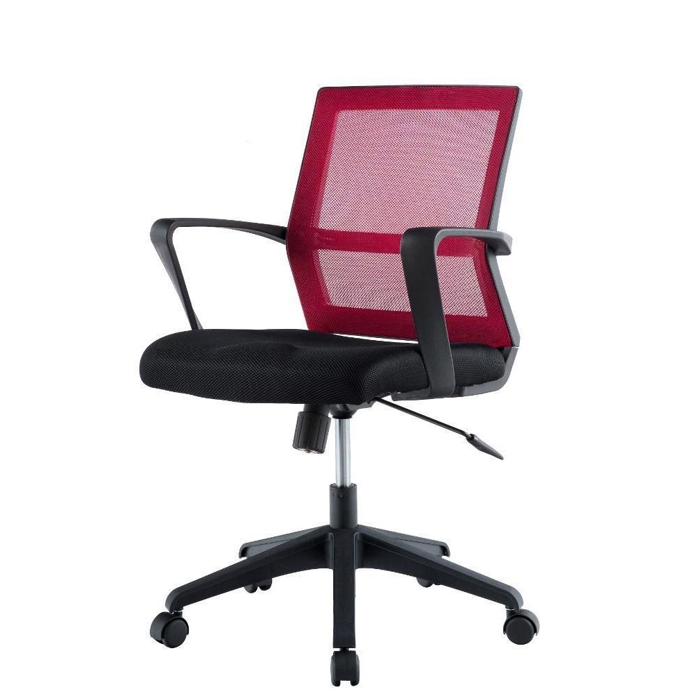 Techly Sedia per Ufficio con Schienale Medio Nero/Bordeaux - Seduta Imbottita, Ruote e Braccioli