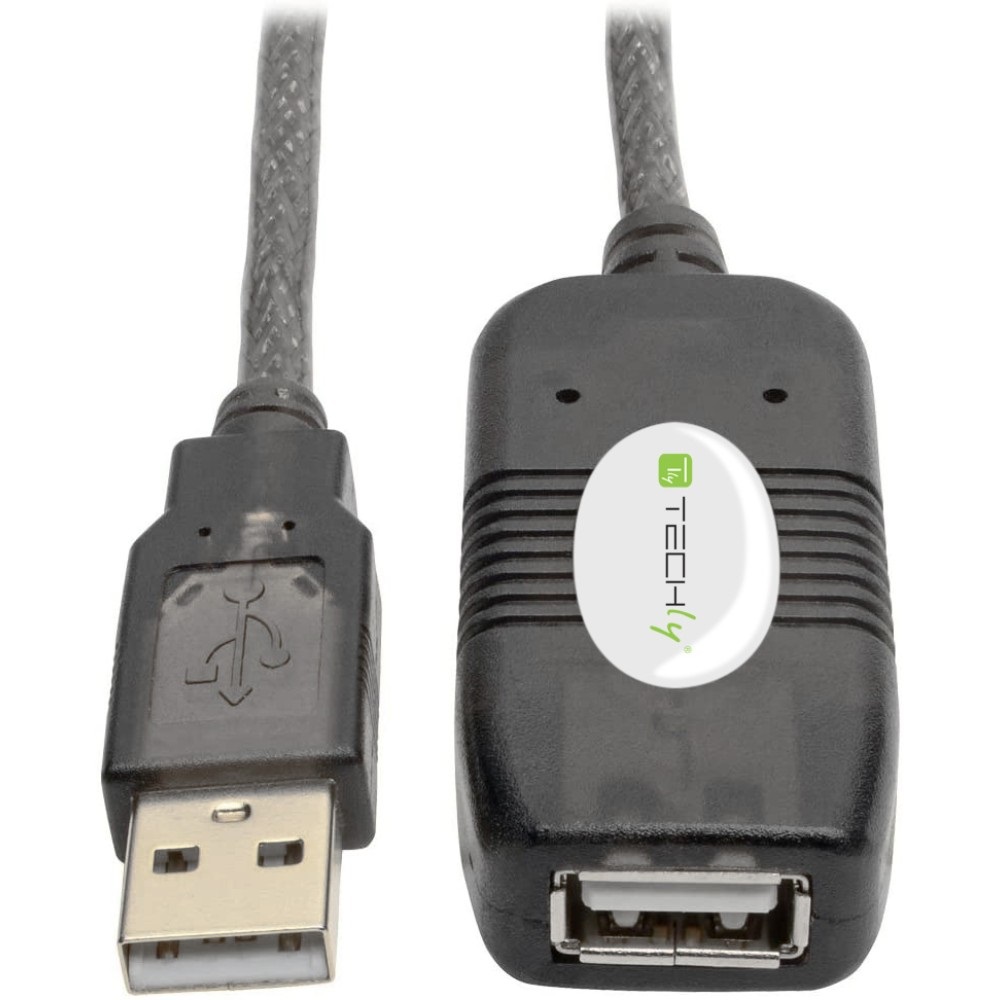 Techly Cavo Prolunga Attivo USB2.0 Hi-Speed 10m - Estensore di Segnale per Dispositivi USB