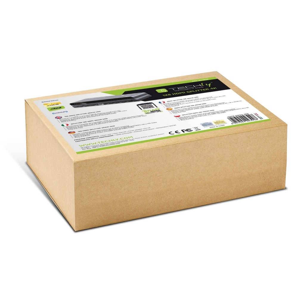 Techly Splitter HDMI 2.0 4K UHD 3D 8 Vie - Modello HDMI2-4K8