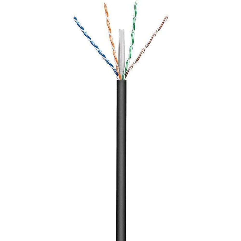 Techly Professional Cavo Cat.6 U/UTP 100m Rigido da Esterno Nero - CCA, 250 MHz, PVC UV