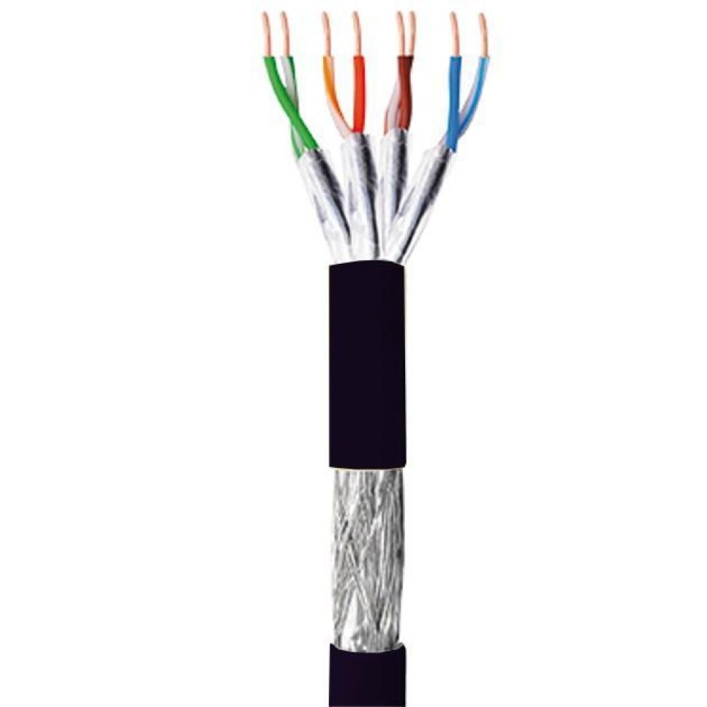 Techly ITP9-FLS-0100LO Cavo di Rete Cat6 S/FTP 100 m Flessibile da Esterno Nero in CCA