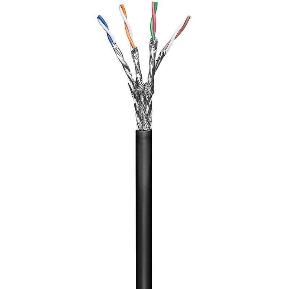 Techly ITP9-FLS-0100LO Cavo di Rete Cat6 S/FTP 100 m Flessibile da Esterno Nero in CCA