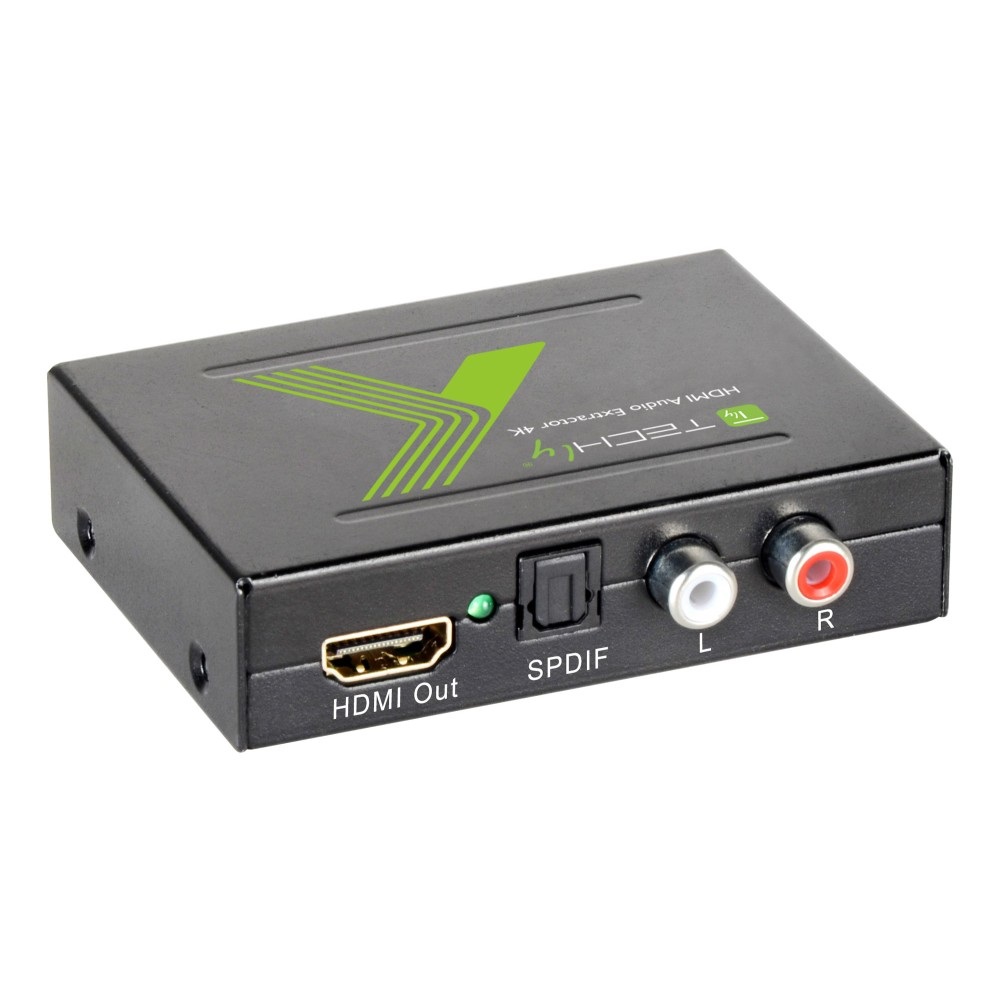 Techly 025732 Estrattore Audio HDMI SPDIF RCA R/L 4K - Conversione Audio HDMI in Toslink e RCA, Nero