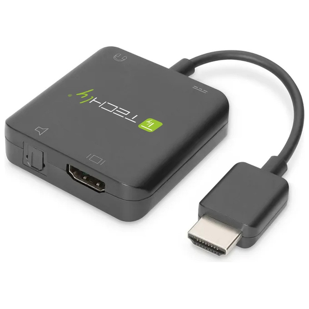TECHLY Estrattore Audio HDMI Stereo/Canale Audio 5.1 4K 3D IDATA HDMI-VGA8 - Risoluzione 4K, Supporto Toslink, Nero