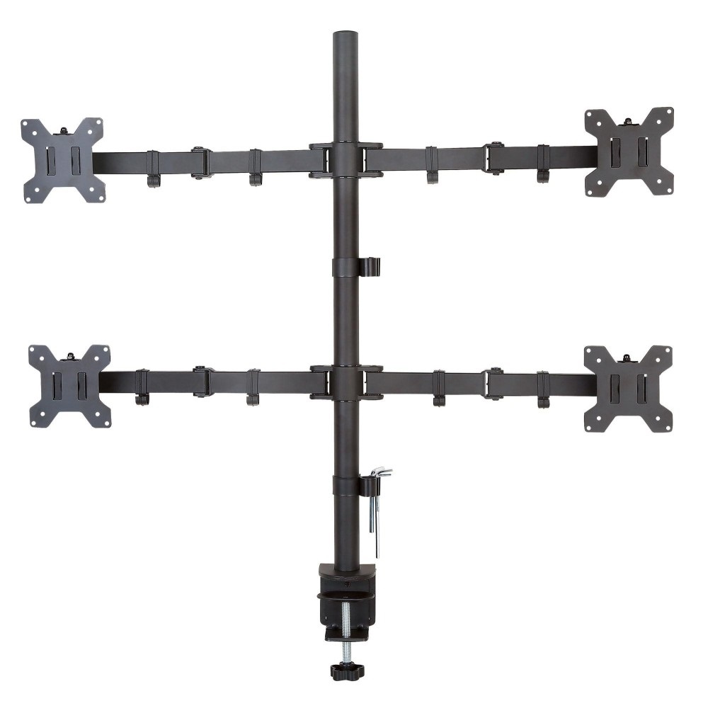 Techly ICA-LCD 382-Q Supporto da Scrivania per 4 Monitor 13-27'' con Morsetto - Regolabile e Ergonomico