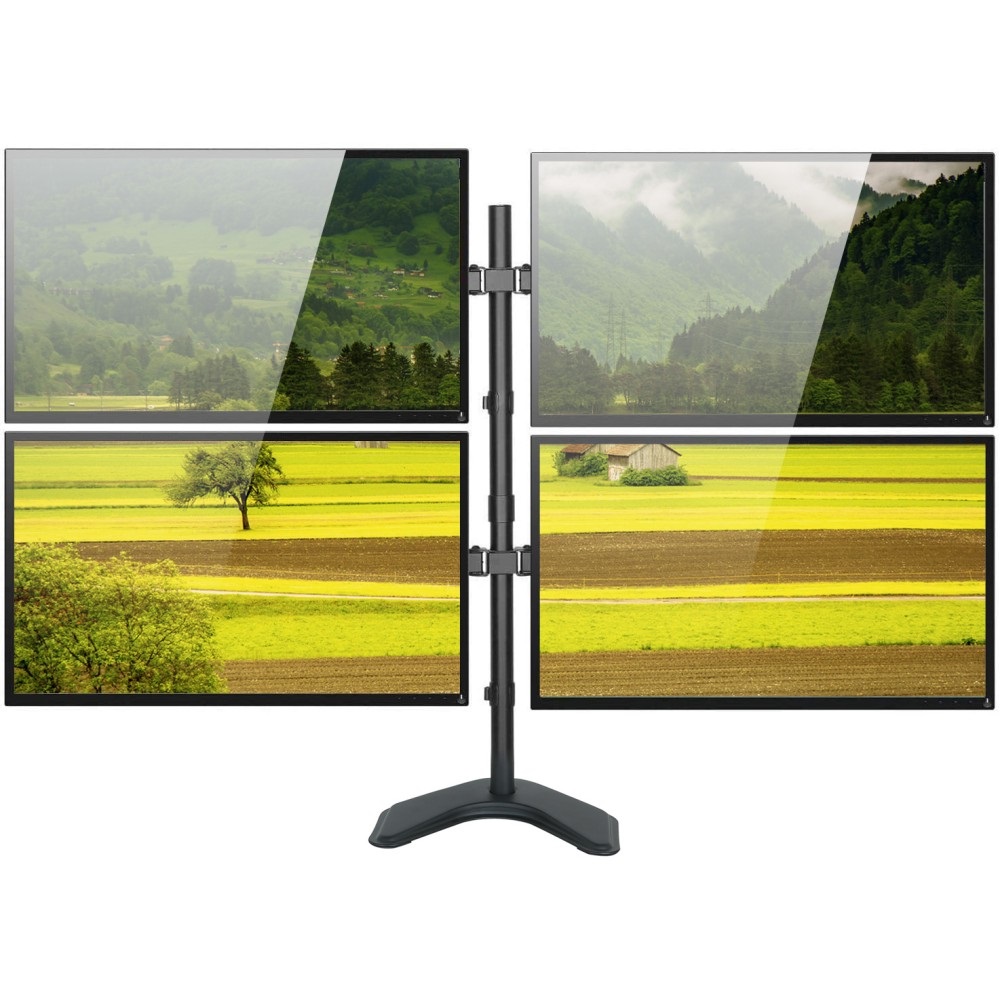 Techly Supporto da Scrivania ICA-LCD 2540 per 4 Monitor 13-27'' con Base Solida, Regolabile in Altezza e Inclinazione, Compatibile VESA