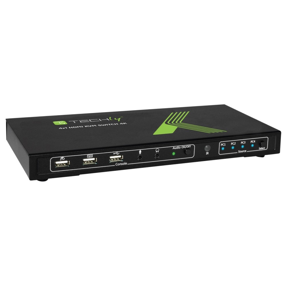 Techly 028702 KVM Switch 4x1 con USB e HDMI 4K - Nero