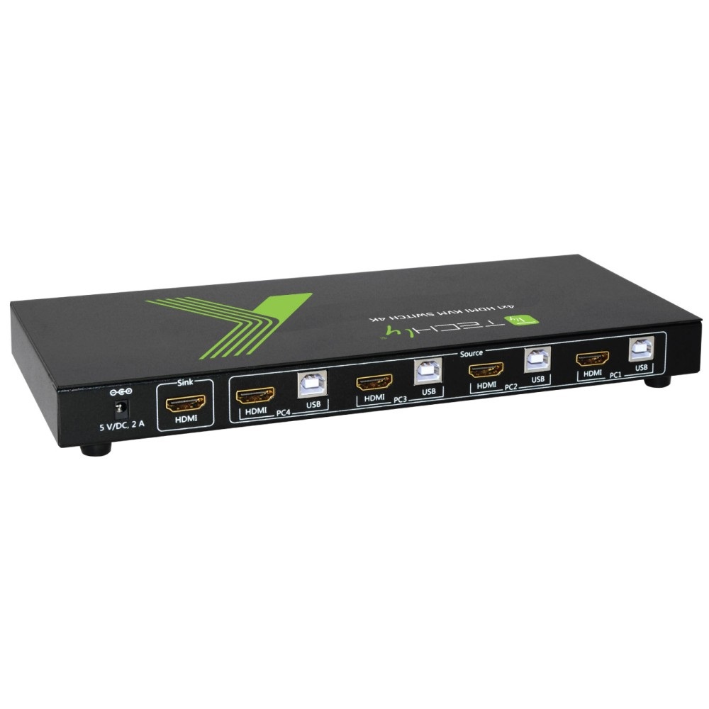 Techly 028702 KVM Switch 4x1 con USB e HDMI 4K - Nero