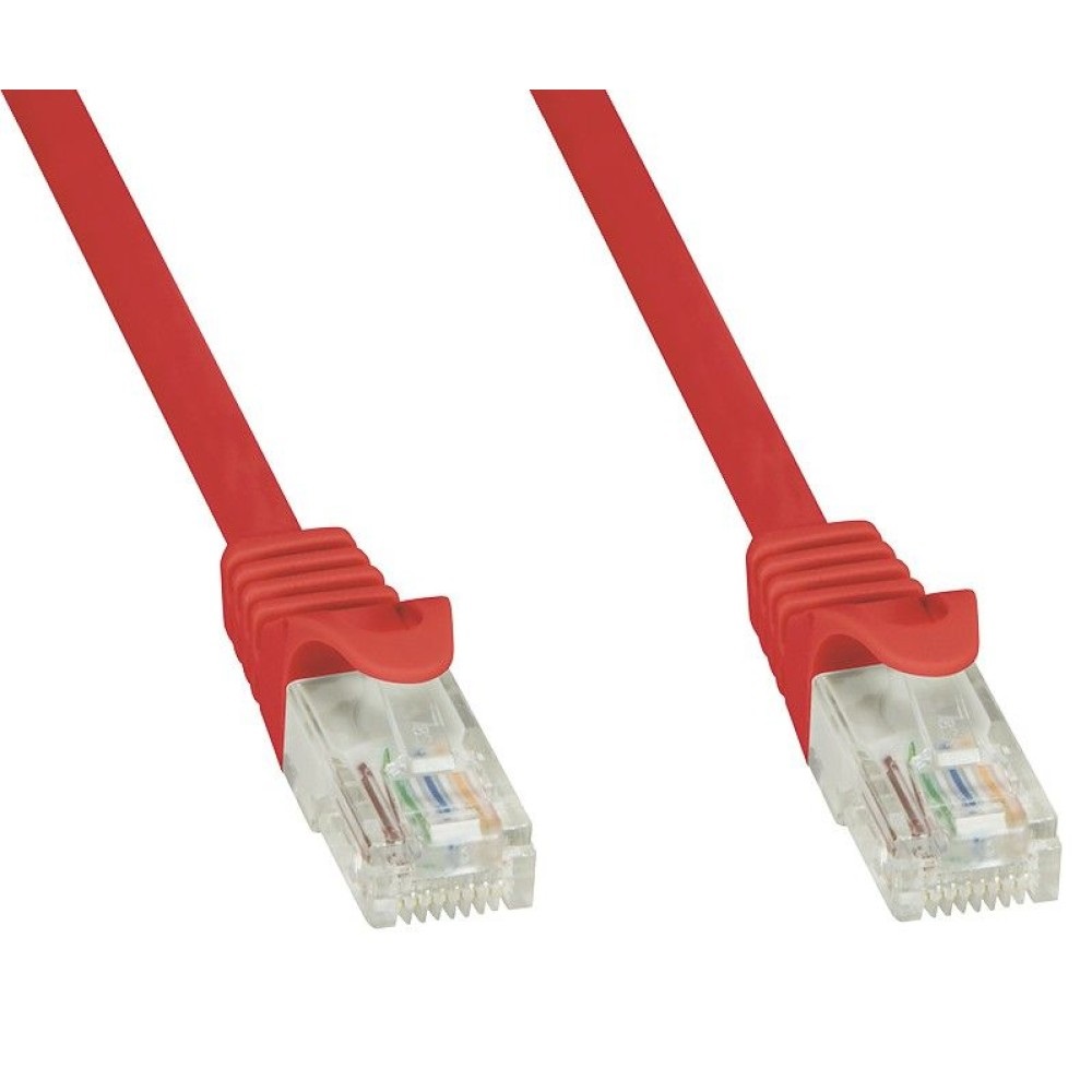 Techly Professional Cavo di Rete Patch in Rame Cat.6 Rosso UTP 0,5m con Connettori RJ45 Maschio/Maschio e Copriconnettori Anti-Stress