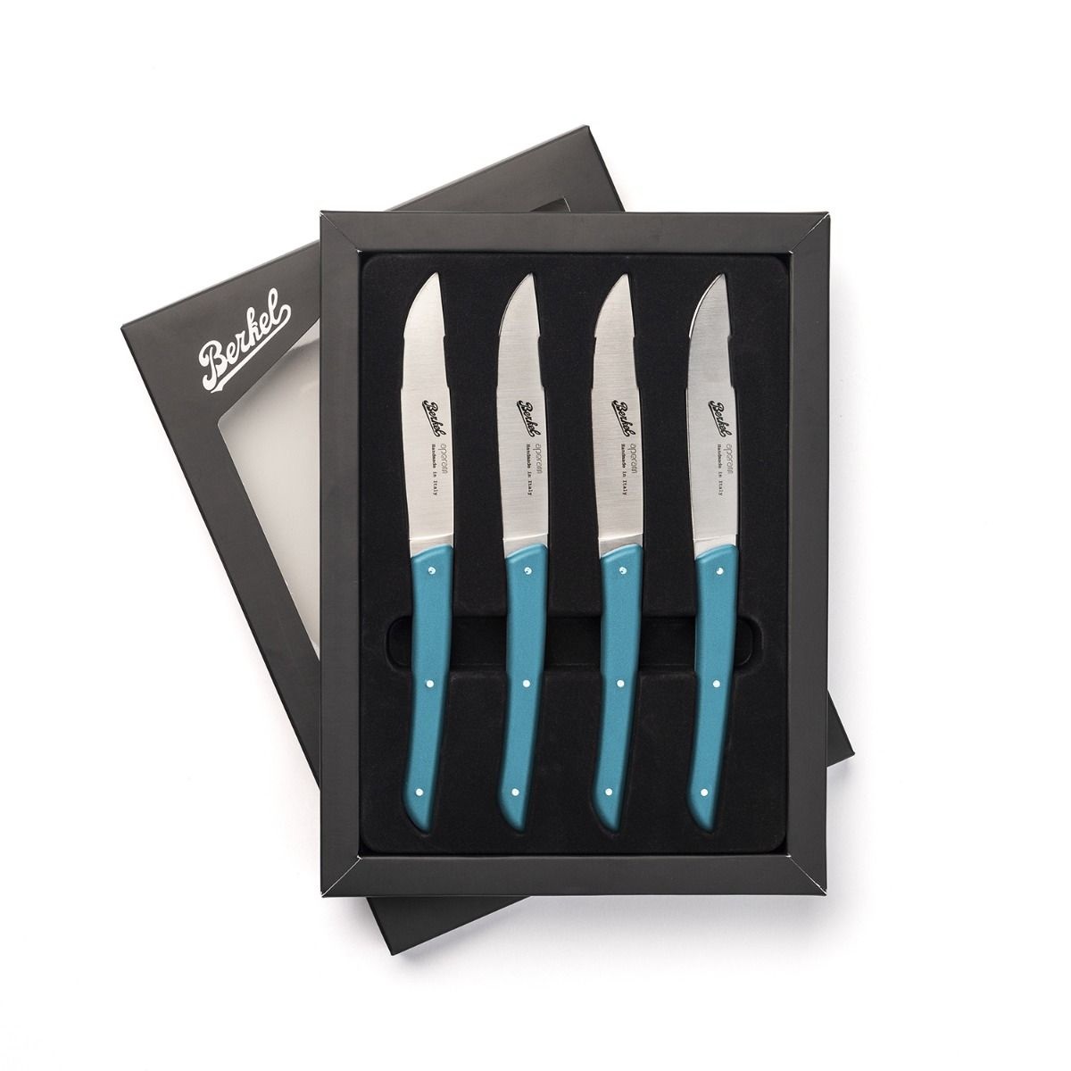 BERKEL Set di 4 Coltelli Bistecca Blu Petrolio - Maneggevoli e Resistenti per Tagliare Carne