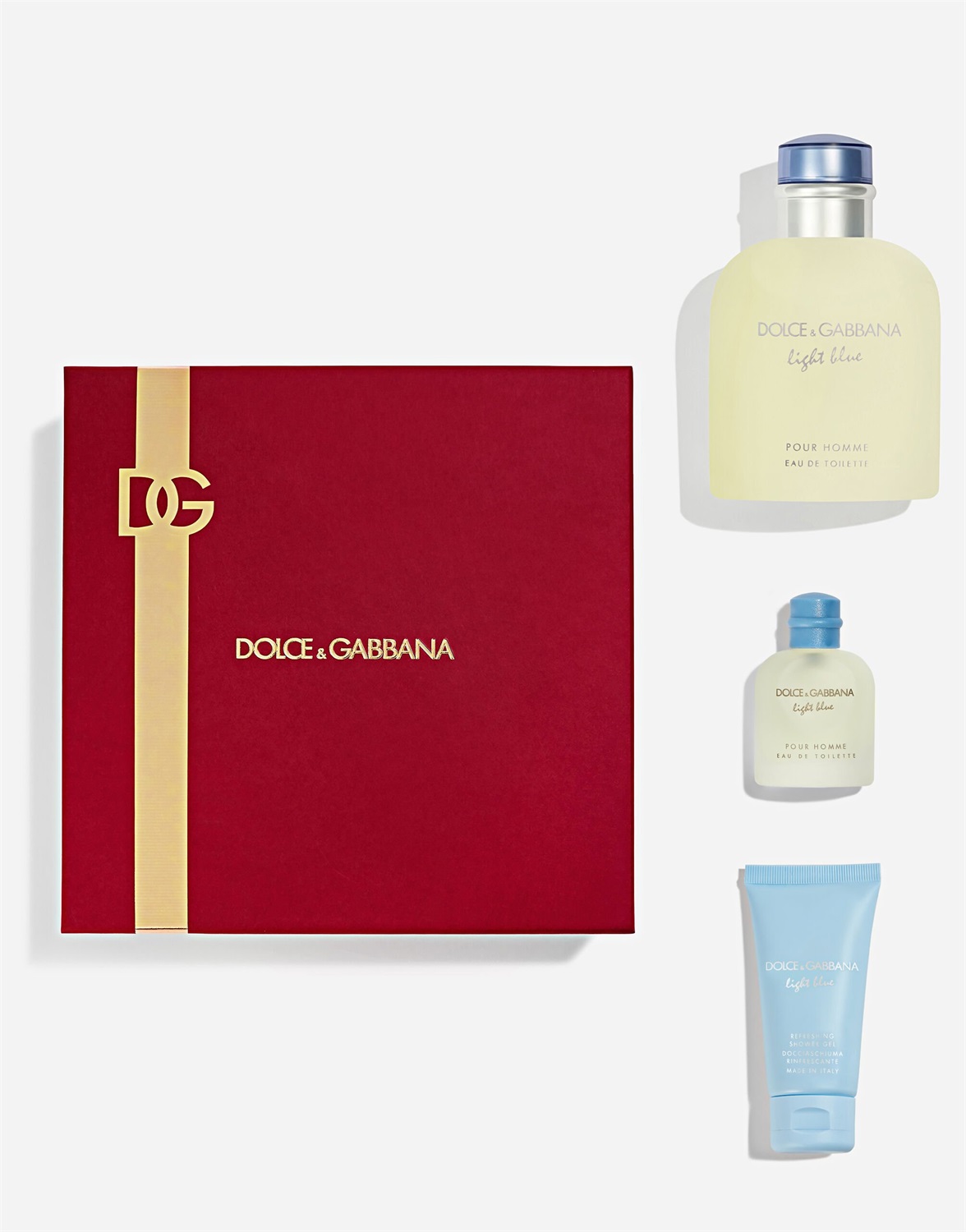 Dolce & Gabbana Light Blue Pour Homme Cofanetto Regalo con Eau de Toilette 75ml, Shower Gel 50ml e Miniatura 5ml