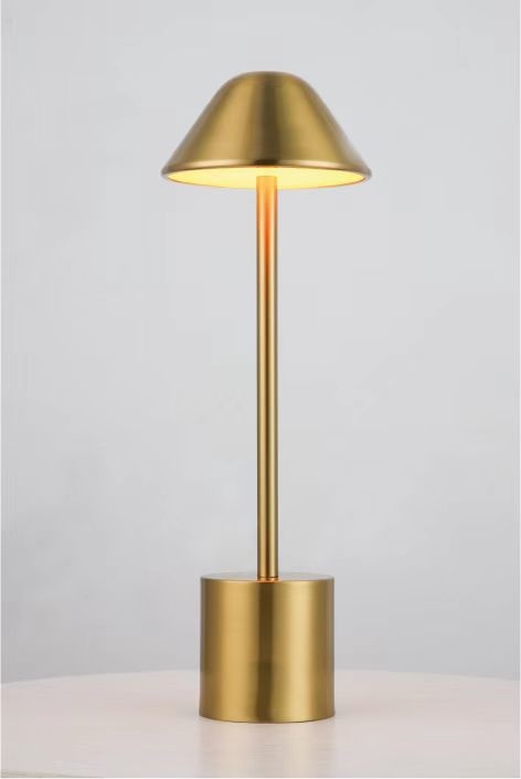 PYRAMIDEA Lampada da Tavolo Ricaricabile Senza Fili Oro LRP12G con Presa USB, 3 Colori LED Regolabili