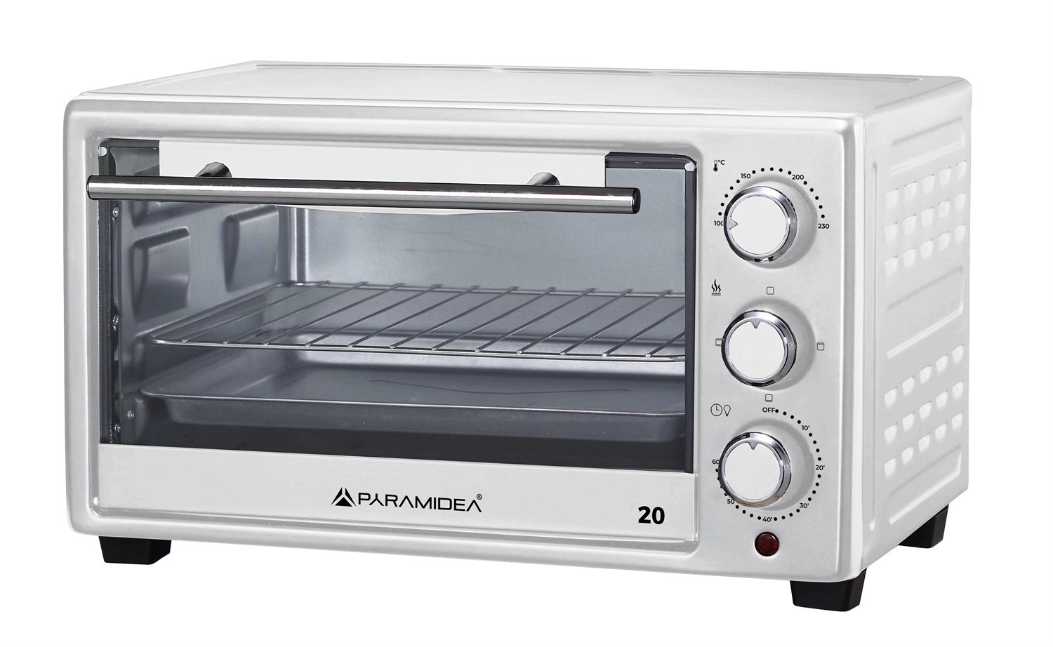 PYRAMIDEA Forno Elettrico 20 L 1280 W Bianco con 3 Funzioni di Cottura e Timer Regolabile