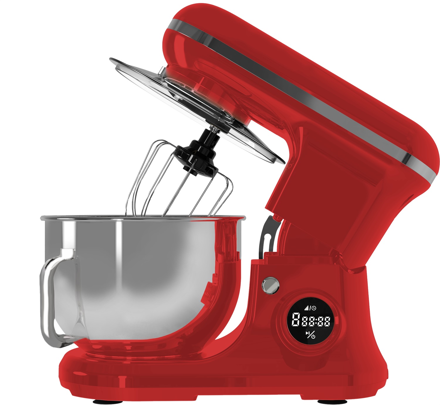 PYRAMIDEA IP5200R Sbattitore con Base 1200 W Rosso - Impastatrice Planetaria 5,2 Litri con Display Digitale e 8 Velocità