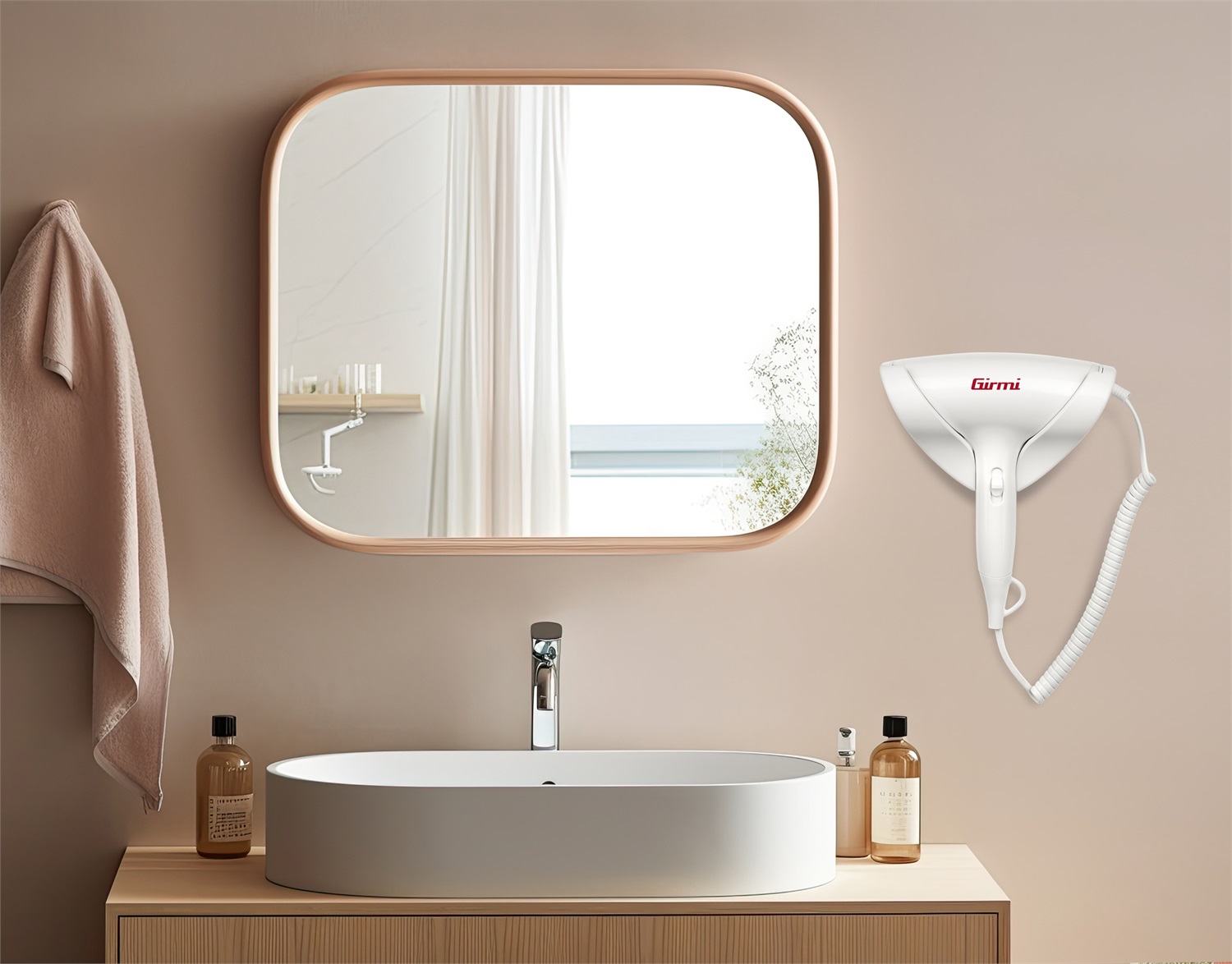 Girmi PH03 Asciugacapelli da Parete 1700 W, 2 Velocità, 2 Temperature, Montaggio a Muro, Termostato Anti Surriscaldamento, Bianco