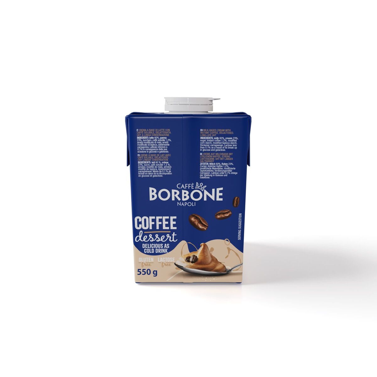 Caffè Borbone Crema Fredda Caffè - Brick da 550g, Crema a base di Latte e Caffè Solubile, Senza Lattosio e Glutine, Pronta da Servire