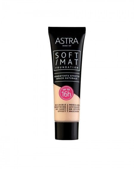 Astra Soft Mat Foundation 01 - Cloud 30 ml - Fondotinta Opaco e Luminoso con Texture Leggera e Coprenza Modulabile