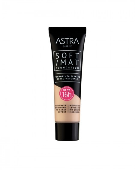 Astra Make Up Soft Mat Foundation 03 Sand - Fondotinta Opaco Naturale 30 ml con Texture Leggera e Coprenza Modulabile