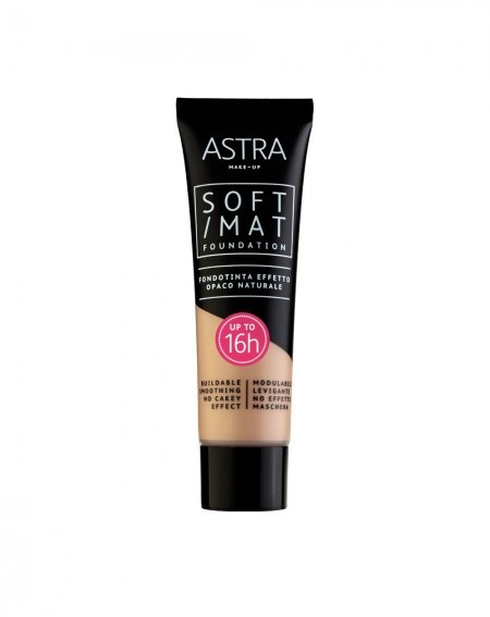 Astra Soft Mat Foundation 05 Honey - Fondotinta Opaco Naturale con Texture Leggera e Coprenza Modulabile, Fino a 16 Ore di Durata