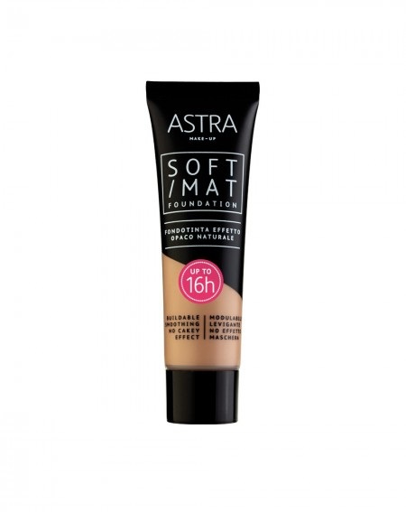 Astra Soft Mat Foundation 06 Hazelnut - Fondotinta Opaco Naturale 30 ml con Texture Leggera e Coprenza Modulabile