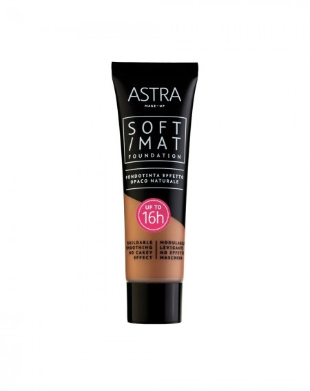 Astra Soft Mat Foundation 08 - Choco 30 ml - Fondotinta Opaco Naturale con Texture Leggera e Coprenza Modulabile
