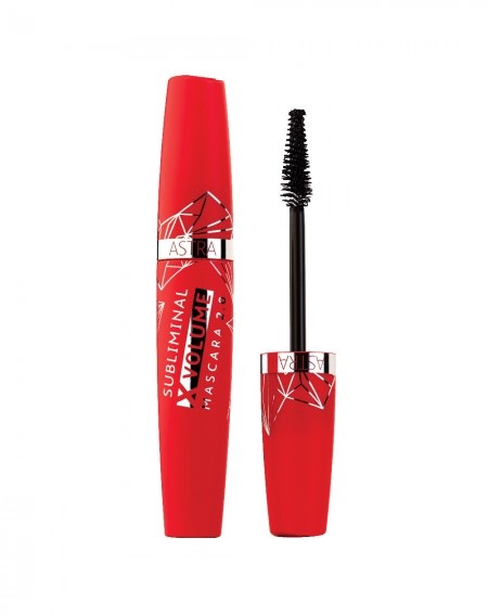 Astra Subliminal X Volume Mascara 2.0 - Volumizzante Extra Black 11 ml con Scovolo Conico per Ciglia Perfettamente Definite
