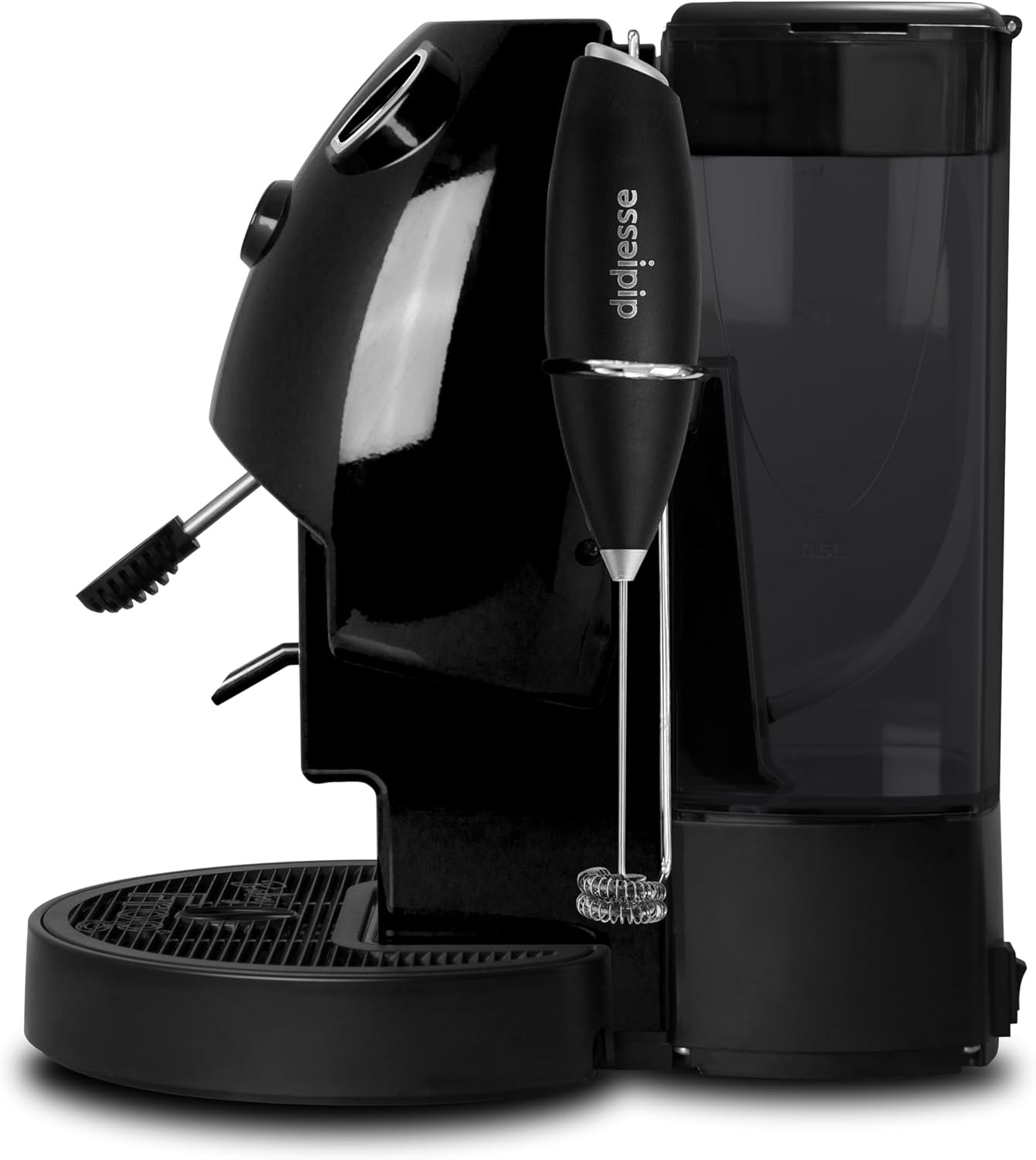 Didiesse Baby Frog Coffee & Tea - Macchina da Caffè a Cialde 450W, Capacità 1,3L, con Frullino Montalatte e Doppio Portacialde, Erogatore Acqua Calda, Nero