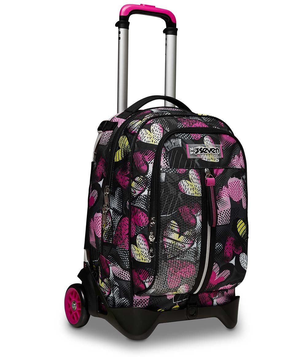 Seven Trolley Jack-2WD Kiddie Crush - Zaino scolastico con carrello sganciabile, dimensioni 37x51x27 cm, capacità 34 lt, schienale e spallacci imbottiti