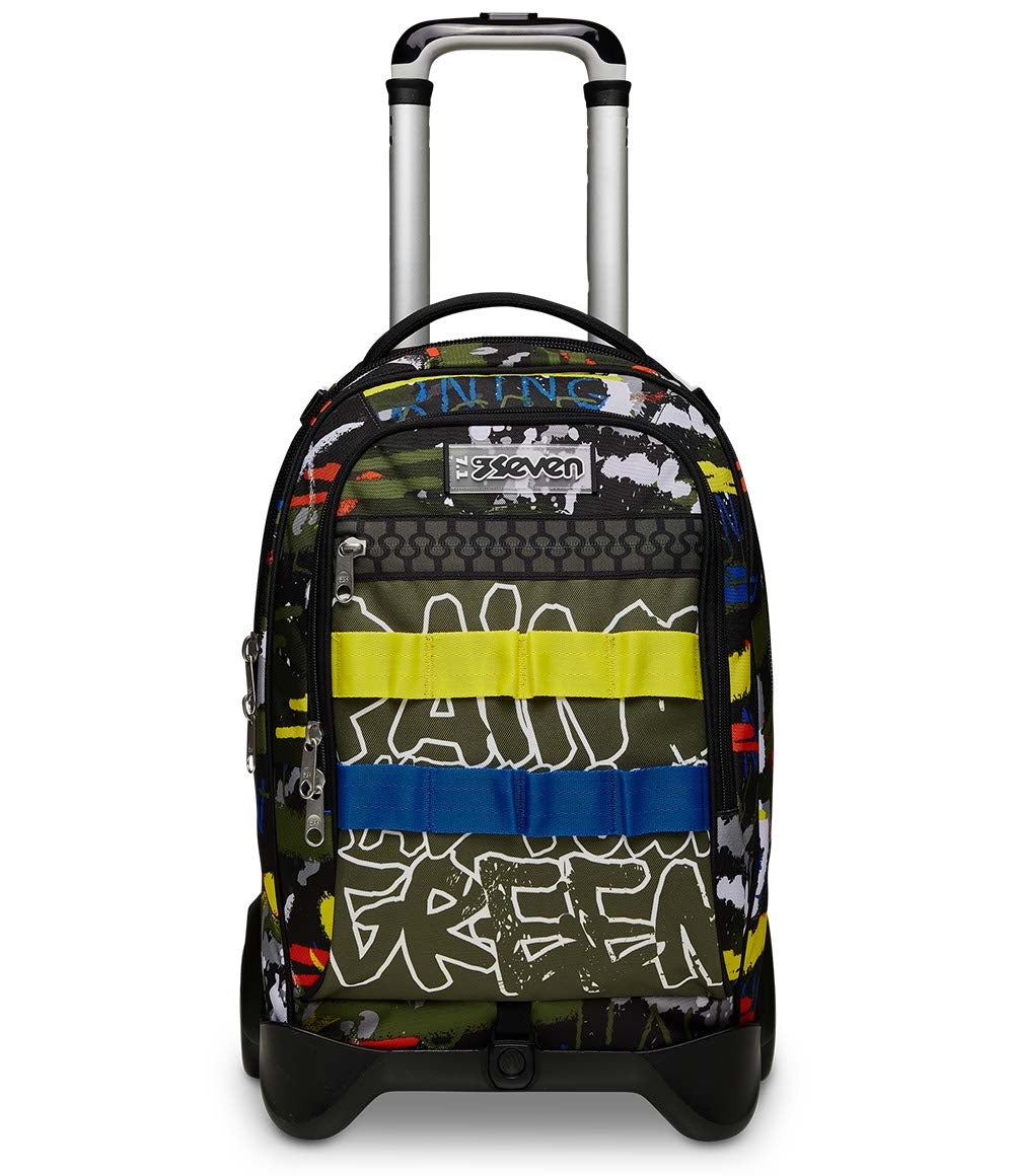 Seven Trolley Jack-2WD Zaino Scolastico con Carrello Sganciabile, Multicolore, Capacità 34 lt, Schienale e Spallacci Imbottiti