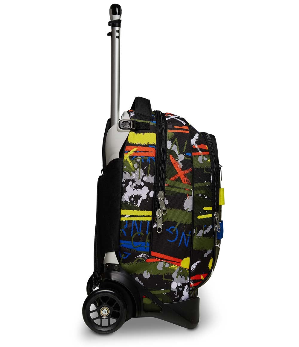Seven Trolley Jack-2WD Zaino Scolastico con Carrello Sganciabile, Multicolore, Capacità 34 lt, Schienale e Spallacci Imbottiti