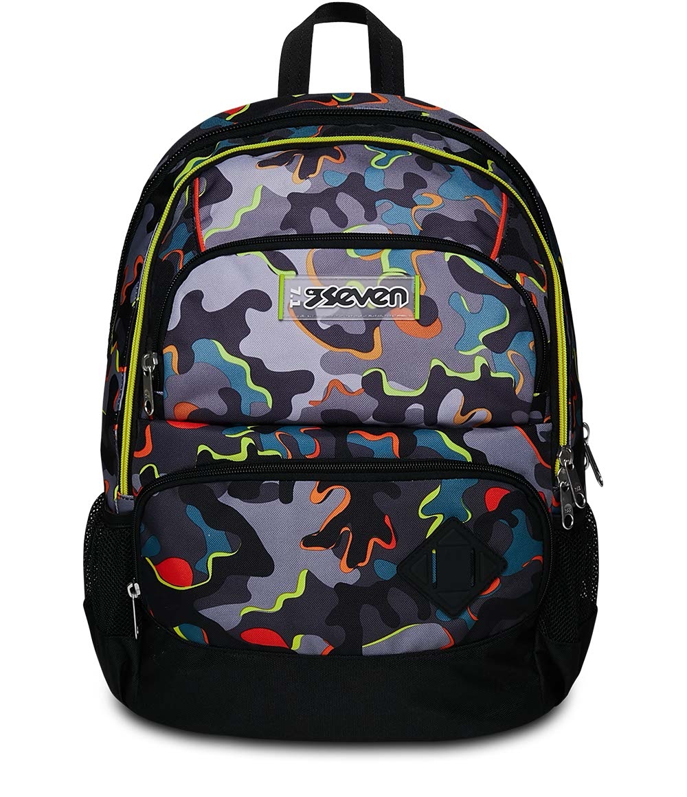 Seven Zaino Advanced Pockets Multicolore in Poliestere - Dimensioni 31x43x24 cm, Capacità 30 LT, Spallacci Imbottiti