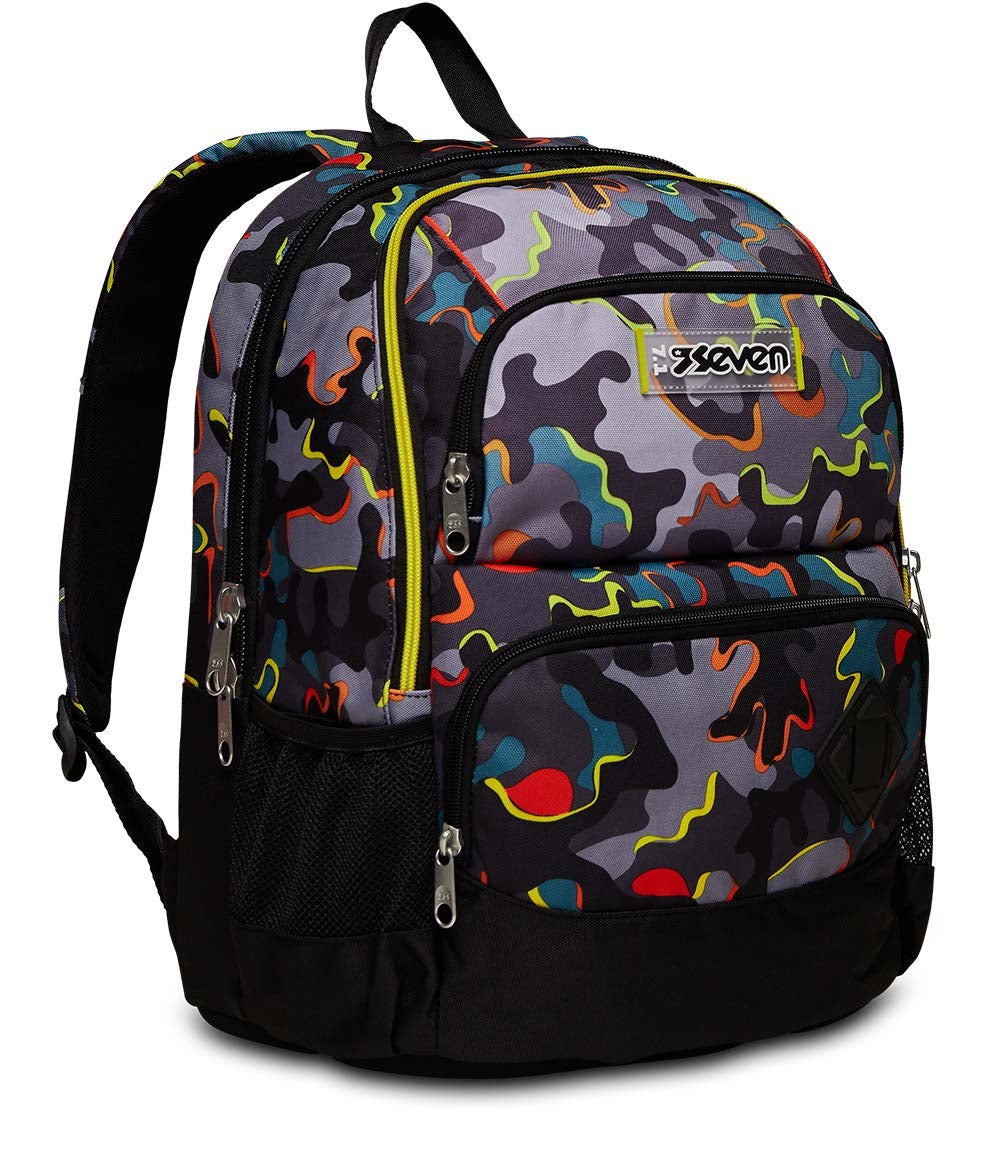 Seven Zaino Advanced Pockets Multicolore in Poliestere - Dimensioni 31x43x24 cm, Capacità 30 LT, Spallacci Imbottiti