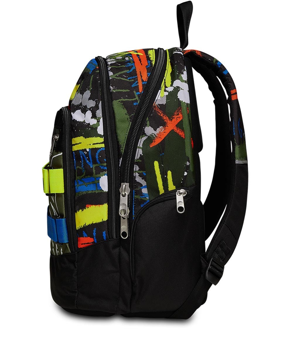 Seven Zaino Scuola Advanced FLUO BEL S Nero e Verde - Doppio Scomparto, Tasca Porta PC, Tasca Porta Borraccia, Organizer, 31x43x24 cm, 30 lt