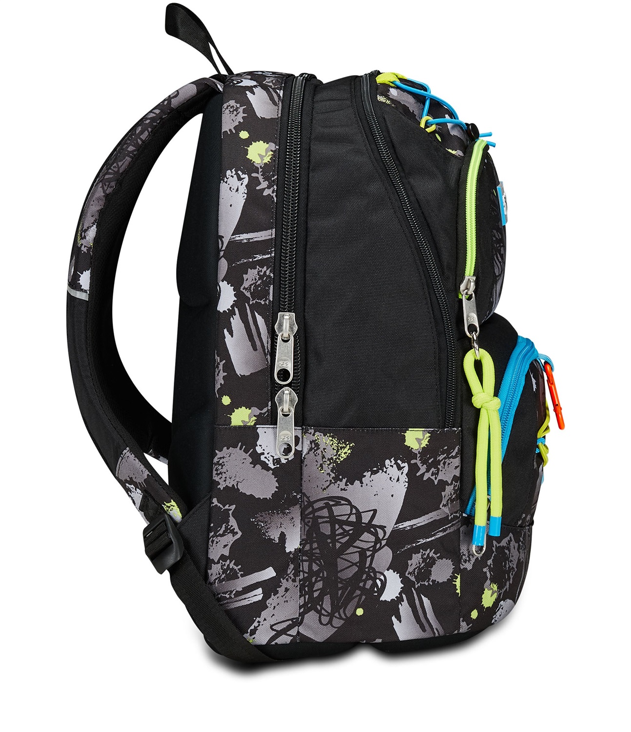 Seven Zaino Scolastico Advanced Pockets Feeling Me, Nero Grigio, Doppio Scomparto, Tasca Porta PC, Tasca Porta Borraccia, Organizer, 32x43x24 cm, 33 lt