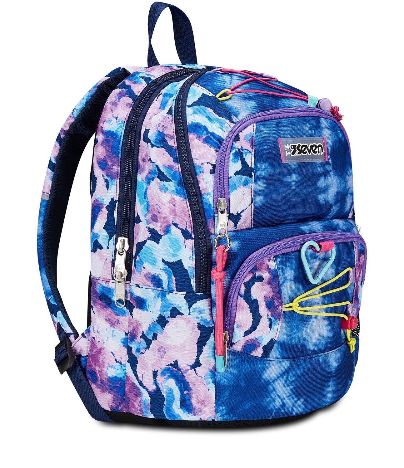 Seven Zaino Scuola Advanced Pockets Custom Cloud - Viola Fucsia, Doppio Scomparto Multi Tasche, Tasca Porta PC, Tasca Porta Borraccia, Organizer, 32x43x24 cm, 33 lt