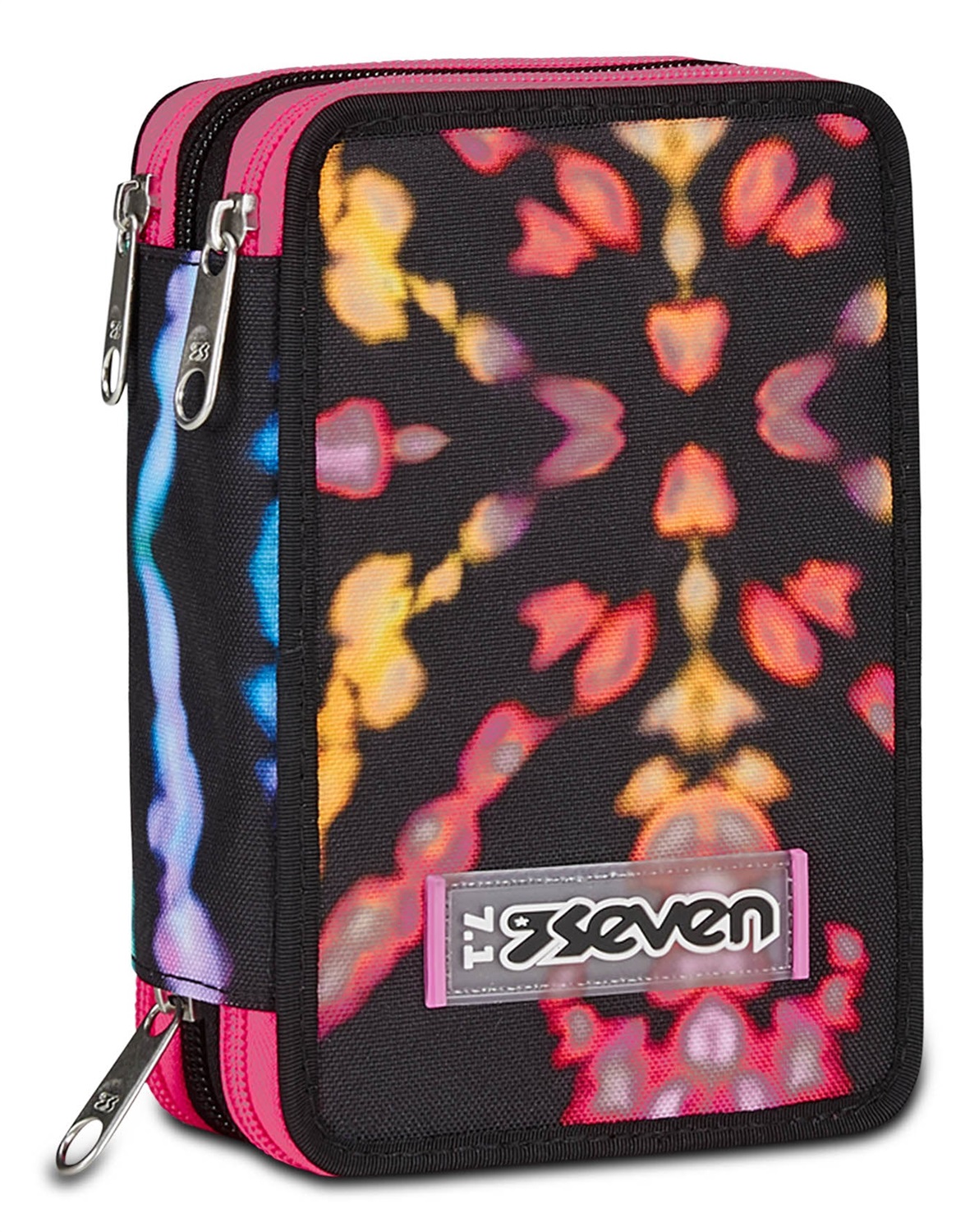 Seven Astuccio Triplo 3 Zip Multi Shade Girl - 20x12,5x7 cm, 45 Pezzi, Multicolore